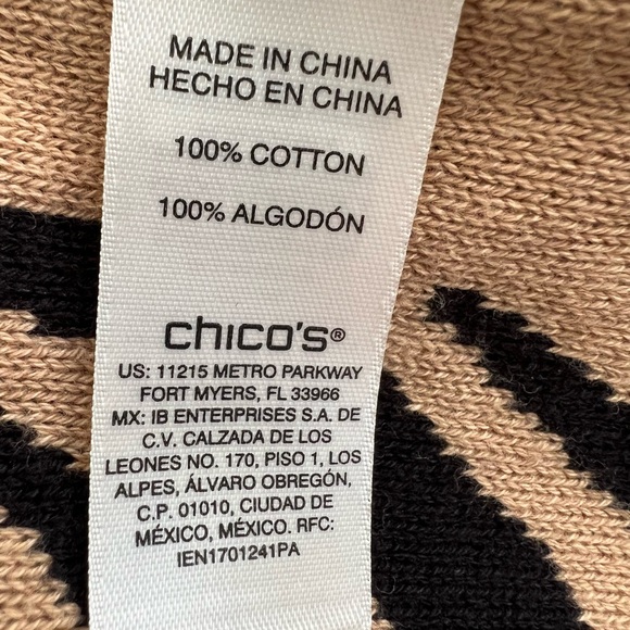 Chico's Black and Cream Rose Pattern Cardigan - Picture 5 of 8